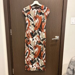 ZARA Abstract Print Midi Dress